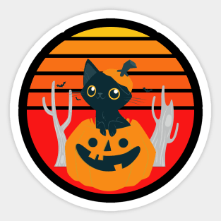 Kitty Cat Pumpkin Halloween Sticker